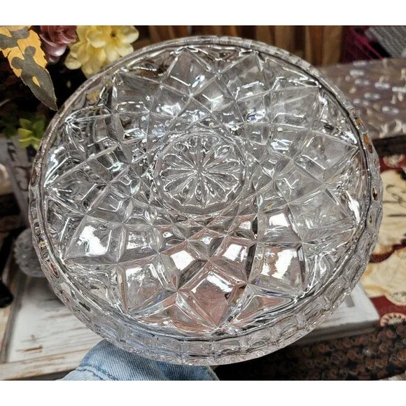 Ship Decanter Hand Etch Pressed Glass Bottle Pinwheel Decorated Stopper Rogaska Decor